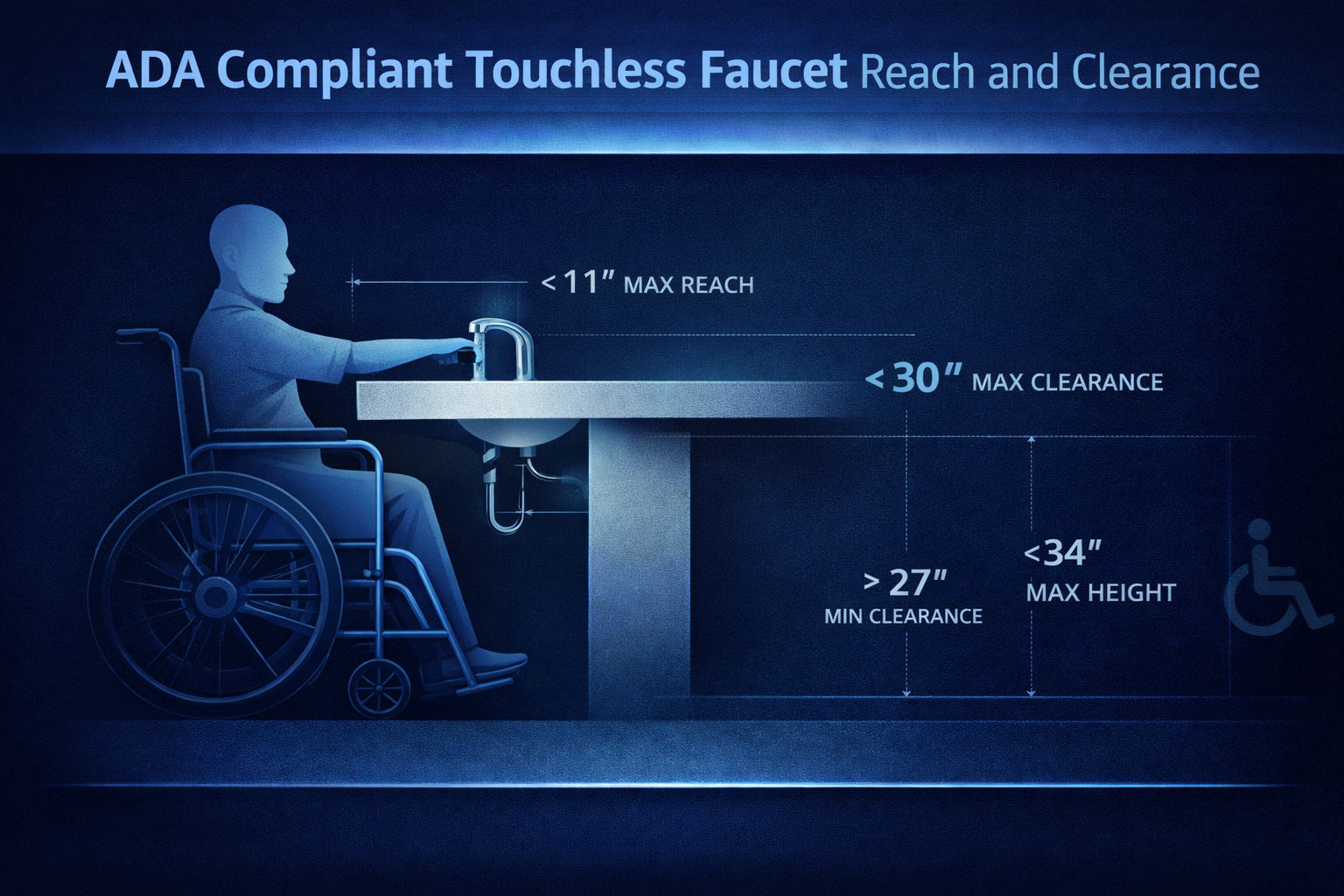 ADA compliant touchless faucet reach and clearance